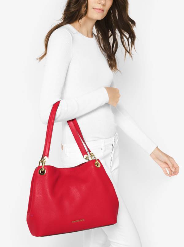 Damske Taška Cez Rameno Michael Kors Raven Large Leather Svetlo Červené - Kabelky Michael Kors Obchod | HOXID-5173